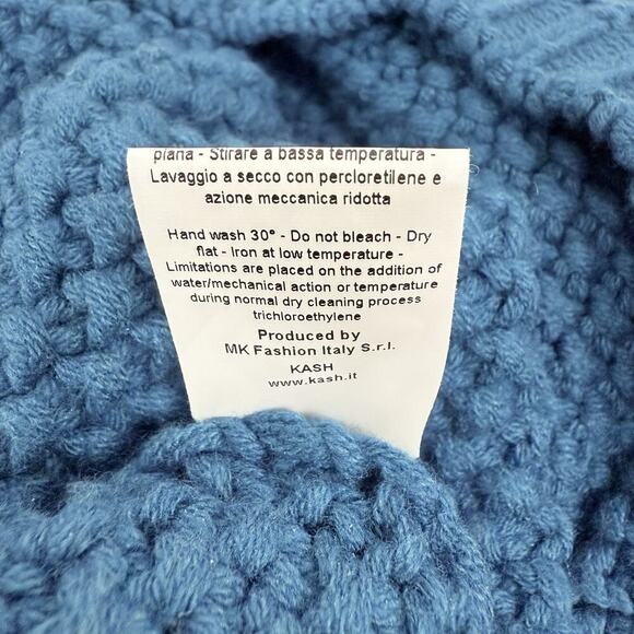 KASH Italy Wool Silk Cashmere Blend Chunky Knit Sweater Women Size 42 / XL Teal - Picture 10 of 14